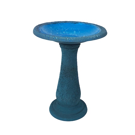 Red Star Deep Blue Fiber-Clay Bird Bath FM 2475B